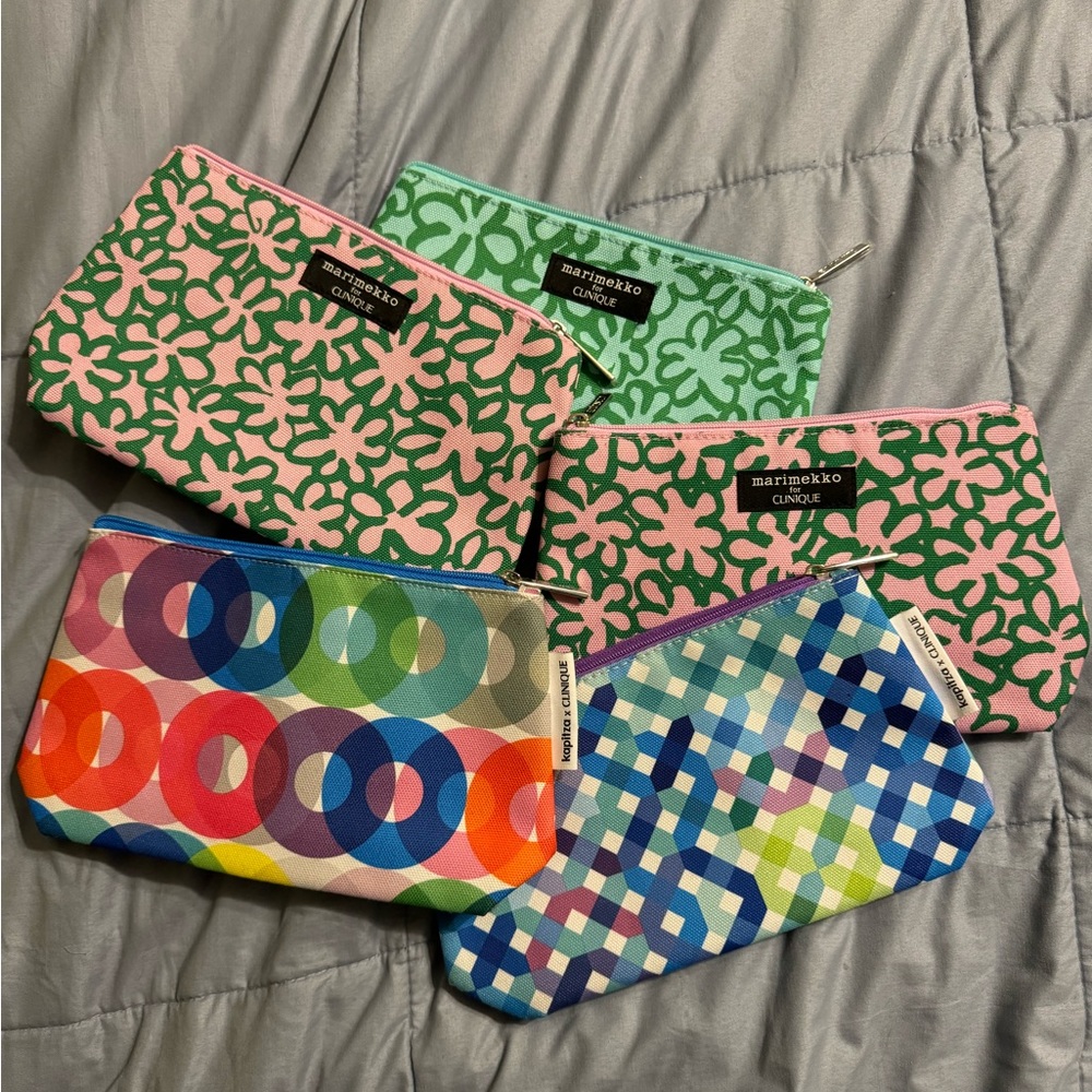 Clinique Marimekko and Kapitza make up bags